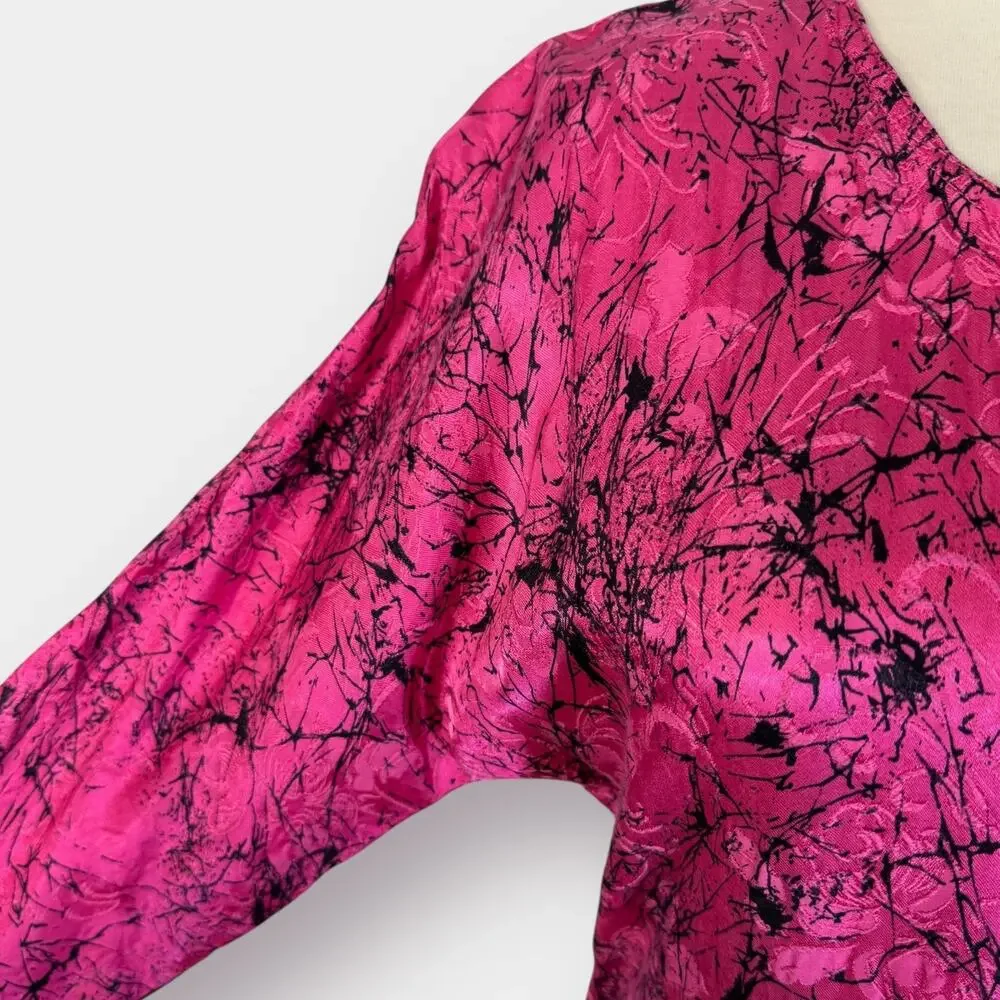 80s Mistero pink & black drop waist‎ dress Size S